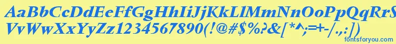 Шрифт VendometmedItalic – синие шрифты на жёлтом фоне