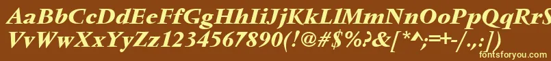 Шрифт VendometmedItalic – жёлтые шрифты на коричневом фоне