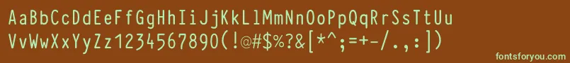 フォントTypewcondDemi – 緑色の文字が茶色の背景にあります。