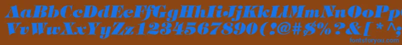 TimpaniHeavyItalic Font – Blue Fonts on Brown Background