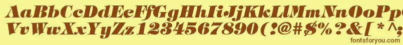 Fonte TimpaniHeavyItalic – fontes marrons em um fundo amarelo