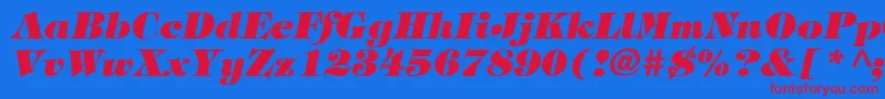 TimpaniHeavyItalic Font – Red Fonts on Blue Background