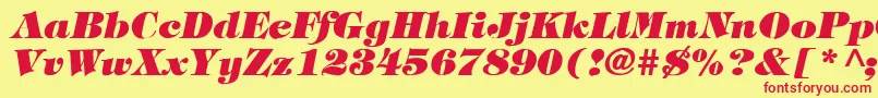 TimpaniHeavyItalic Font – Red Fonts on Yellow Background