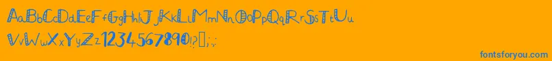 JuliaHandwritten2-Schriftart – Blaue Schriften auf orangefarbenem Hintergrund