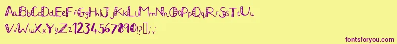 Fonte JuliaHandwritten2 – fontes roxas em um fundo amarelo