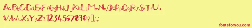 JuliaHandwritten2 Font – Red Fonts on Yellow Background