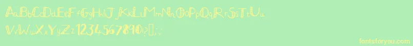 JuliaHandwritten2 Font – Yellow Fonts on Green Background