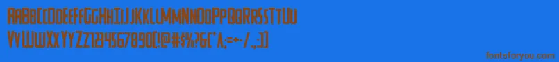 フォントWatchtower – 茶色の文字が青い背景にあります。