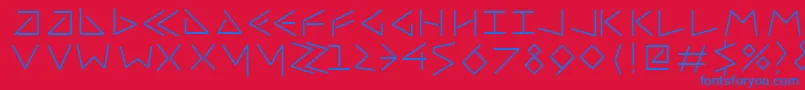 Uncialfifty-Schriftart – Blaue Schriften auf rotem Hintergrund