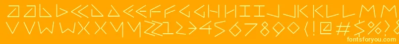 Uncialfifty-Schriftart – Gelbe Schriften auf orangefarbenem Hintergrund