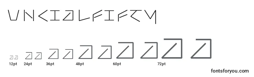 Размеры шрифта Uncialfifty