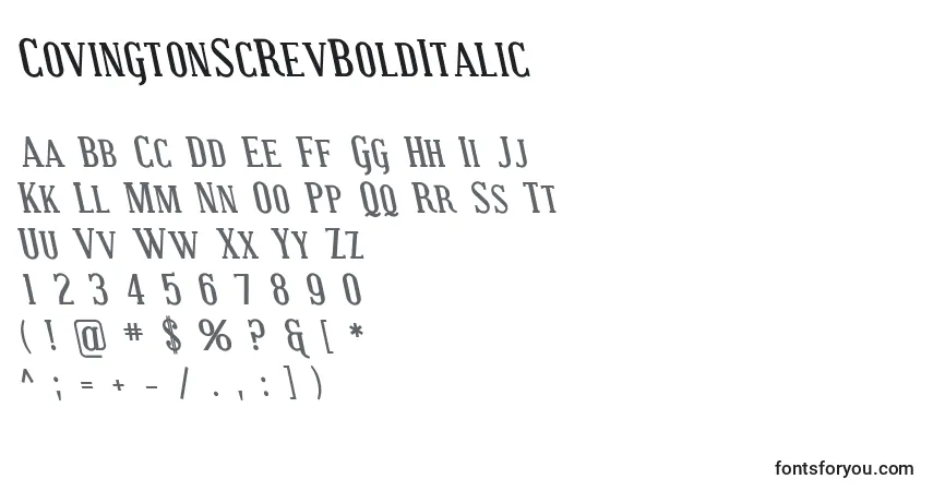 CovingtonScRevBoldItalicフォント–アルファベット、数字、特殊文字