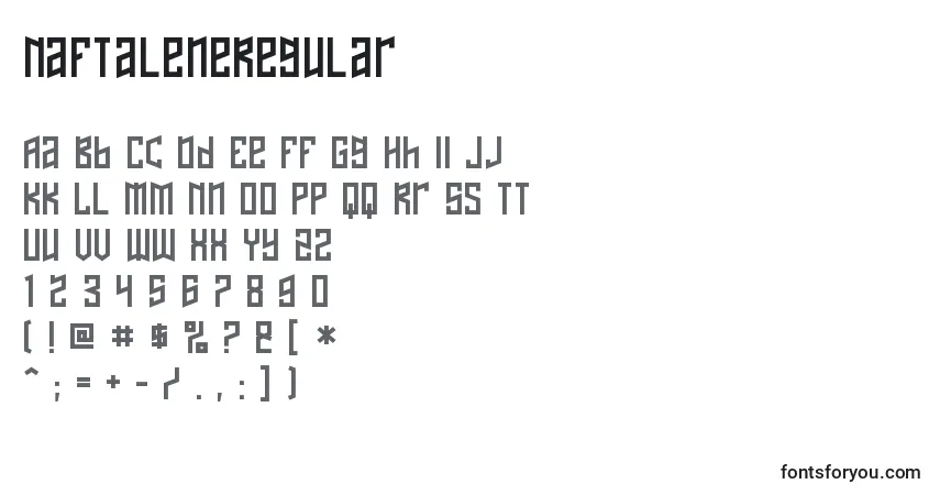 Czcionka NaftaleneRegular – alfabet, cyfry, specjalne znaki