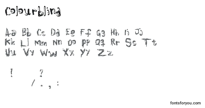 Schriftart Colourblind – Alphabet, Zahlen, spezielle Symbole