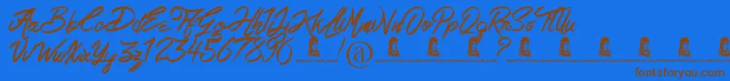 LoveRock Font – Brown Fonts on Blue Background