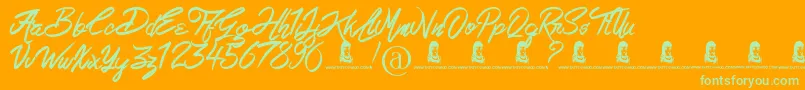 LoveRock Font – Green Fonts on Orange Background