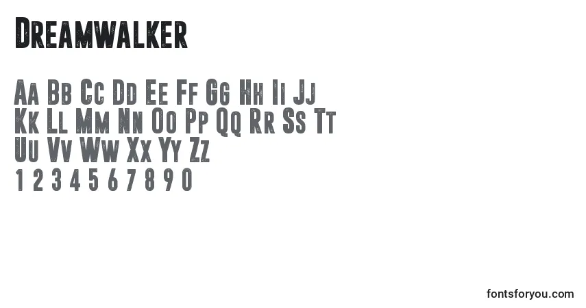 A fonte Dreamwalker (82383) – alfabeto, números, caracteres especiais