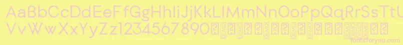 DylangothicRegular-fontti – vaaleanpunaiset fontit keltaisella taustalla