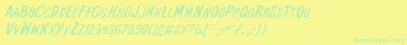 Police InternationalSuperHeroLight – polices vertes sur fond jaune