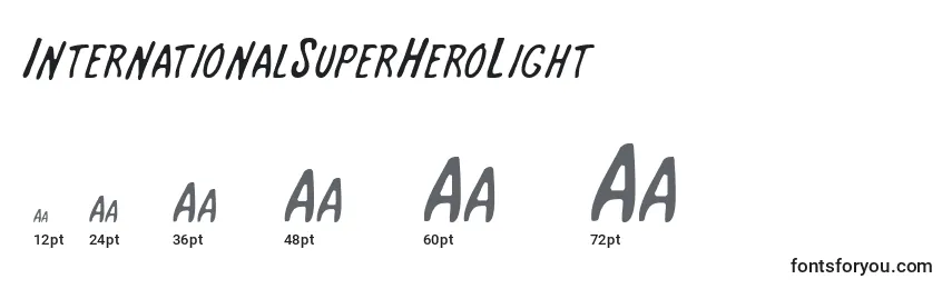 Размеры шрифта InternationalSuperHeroLight