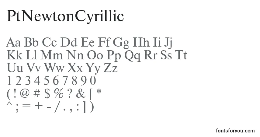 A fonte PtNewtonCyrillic – alfabeto, números, caracteres especiais