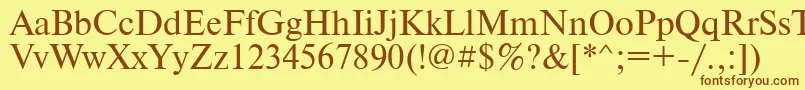 フォントPtNewtonCyrillic – 茶色の文字が黄色の背景にあります。