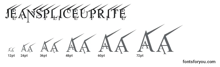Размеры шрифта JeanSpliceUprite