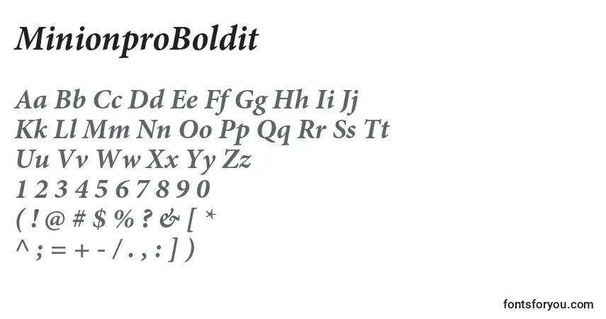 A fonte MinionproBoldit – alfabeto, números, caracteres especiais