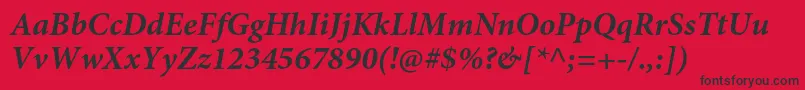 MinionproBoldit-Schriftart – Schwarze Schriften auf rotem Hintergrund