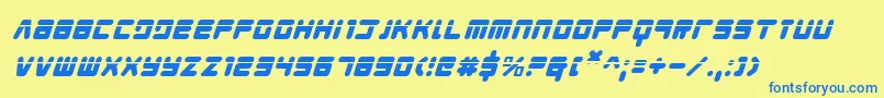 Шрифт YoungTechsLaserItalic – синие шрифты на жёлтом фоне