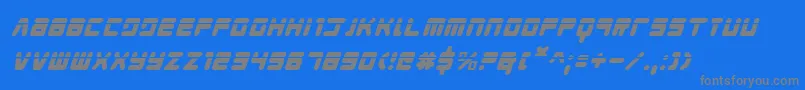 フォントYoungTechsLaserItalic – 青い背景に灰色の文字