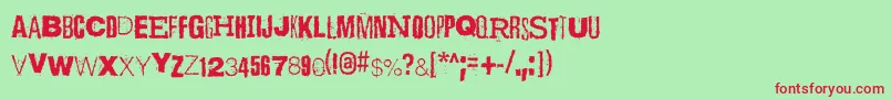 ScizzorwreckHalbfettAlt-Schriftart – Rote Schriften auf grünem Hintergrund