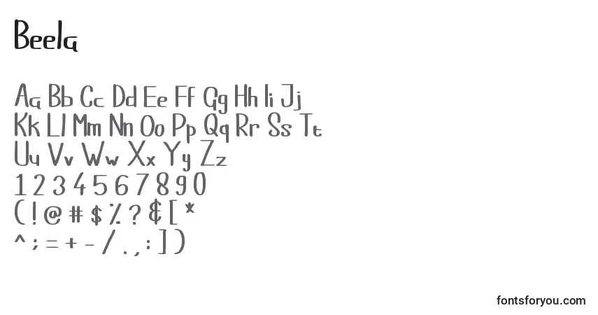 A fonte Beela – alfabeto, números, caracteres especiais