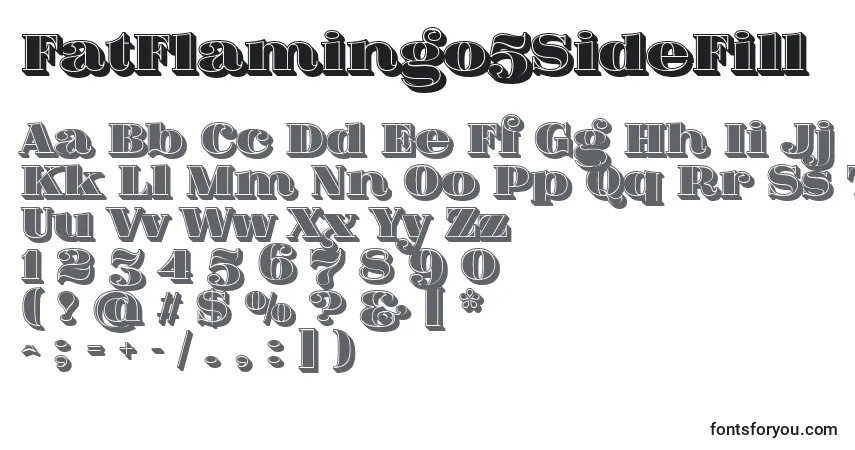 Schriftart FatFlamingo5SideFill – Alphabet, Zahlen, spezielle Symbole