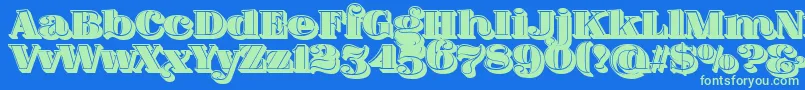 FatFlamingo5SideFill Font – Green Fonts on Blue Background