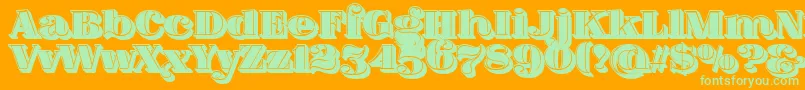 FatFlamingo5SideFill-Schriftart – Grüne Schriften auf orangefarbenem Hintergrund