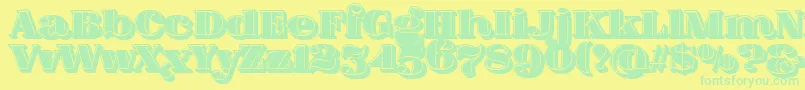 FatFlamingo5SideFill Font – Green Fonts on Yellow Background