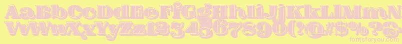 FatFlamingo5SideFill-Schriftart – Rosa Schriften auf gelbem Hintergrund