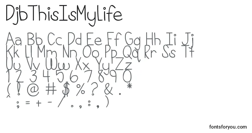 Czcionka DjbThisIsMyLife – alfabet, cyfry, specjalne znaki