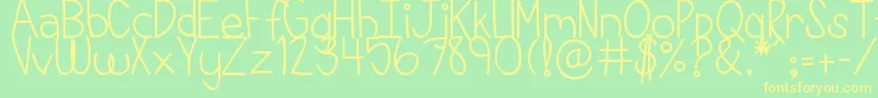 DjbThisIsMyLife-fontti – keltaiset fontit vihreällä taustalla