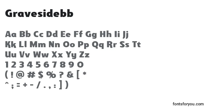 Schriftart Gravesidebb (82399) – Alphabet, Zahlen, spezielle Symbole