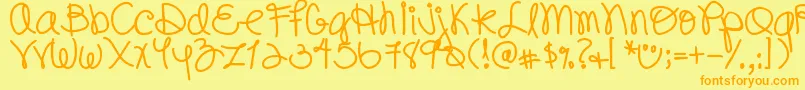 フォントDjb – オレンジの文字が黄色の背景にあります。
