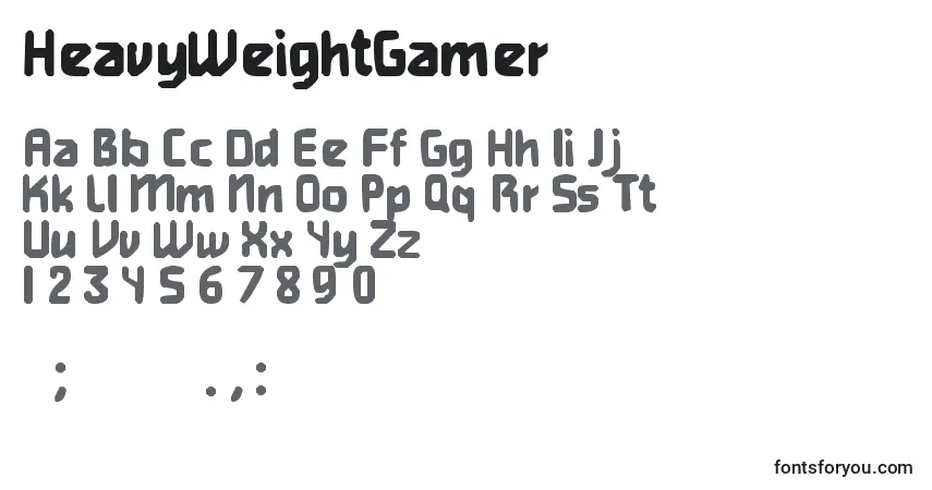 A fonte HeavyWeightGamer – alfabeto, números, caracteres especiais