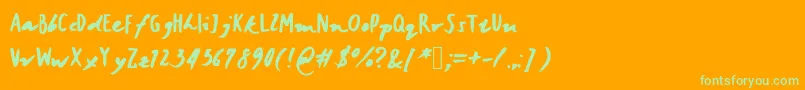 Janicehandbold Font – Green Fonts on Orange Background