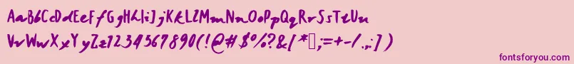 Janicehandbold Font – Purple Fonts on Pink Background