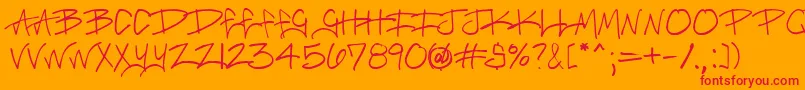 フォントBrasmrg – オレンジの背景に赤い文字