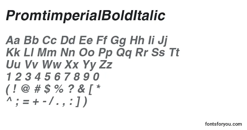 Schriftart PromtimperialBoldItalic – Alphabet, Zahlen, spezielle Symbole
