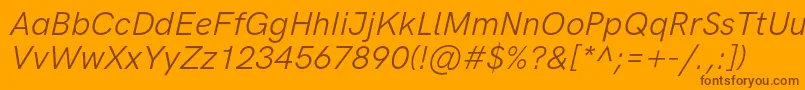 Fonte HkgroteskItalic – fontes marrons em um fundo laranja