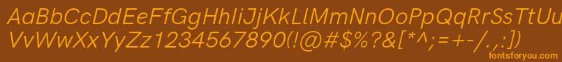 HkgroteskItalic Font – Orange Fonts on Brown Background