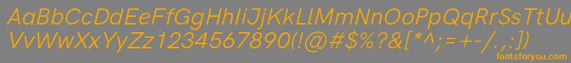 HkgroteskItalic-Schriftart – Orangefarbene Schriften auf grauem Hintergrund